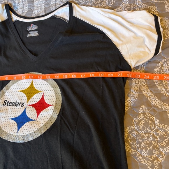 Steelers Black and White V-Neck T-Shirt Women’s XXL -Polanski - Picture 7 of 9